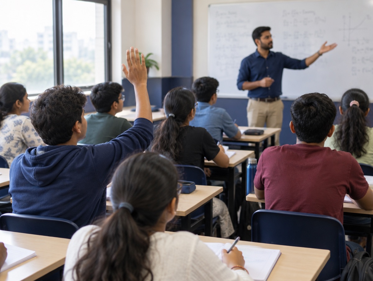An engaged classroom at a coaching institute