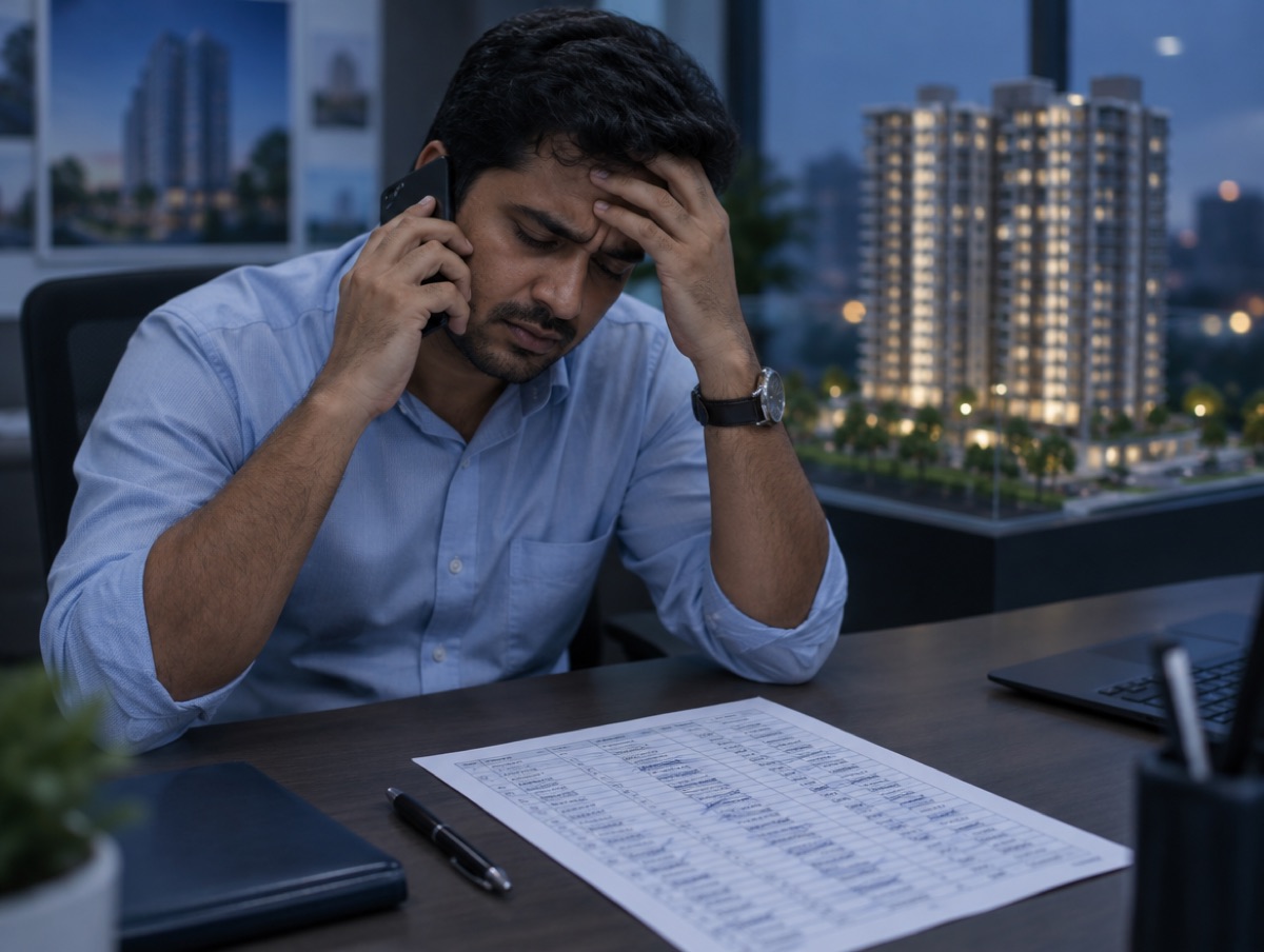 A sales executive frustrated after unanswered calls